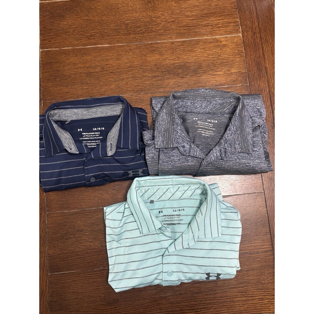Men’s Under Armour Blue Gray The Playoff Polo Set Of 3 Size L